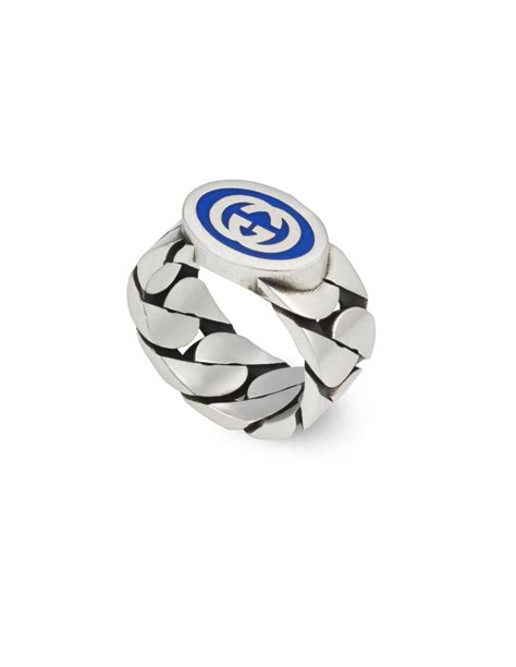 anello gucci argento inglese|Anello Gucci Interlocking in Argento con Doppia G.